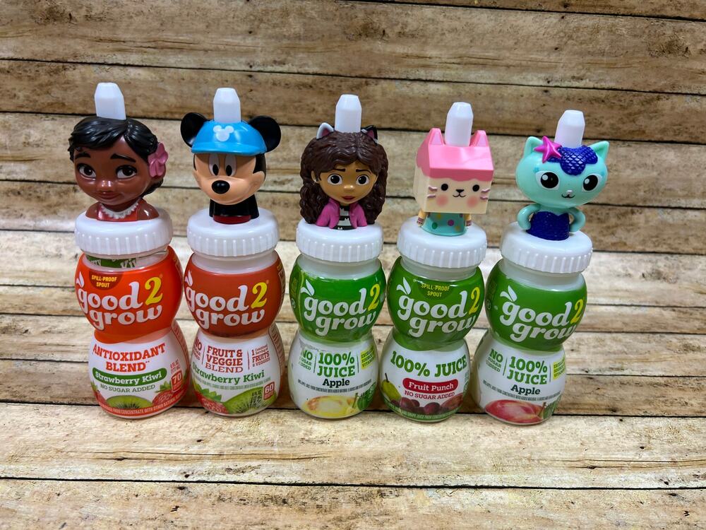 Good 2 Grow Juice Topper Spouts Gabby's Dollhouse Mercat Mickey Moana Baby Box